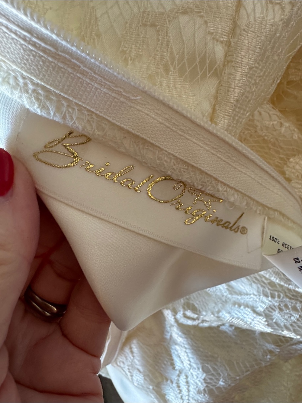 Vintage Bridal Originals 12 1980’s drop waist lace satin wedding dress - Picture 6 of 6